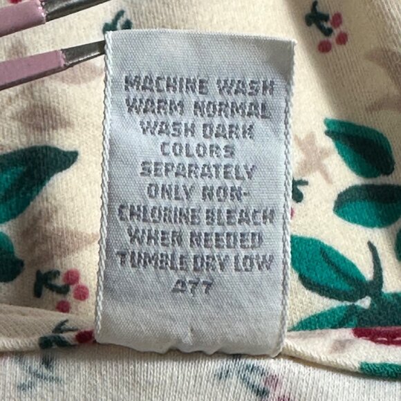 Lands End Womens Floral Cotton Short Sleeve Top XL Cream Multicolor Cottagecore - Picture 4 of 6